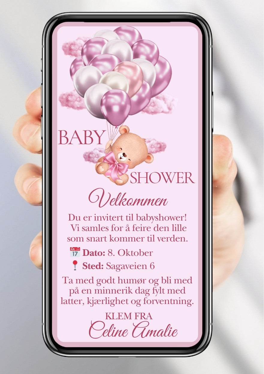 Babyshower invitasjon mobil med personlig design fra KISS DEKOR