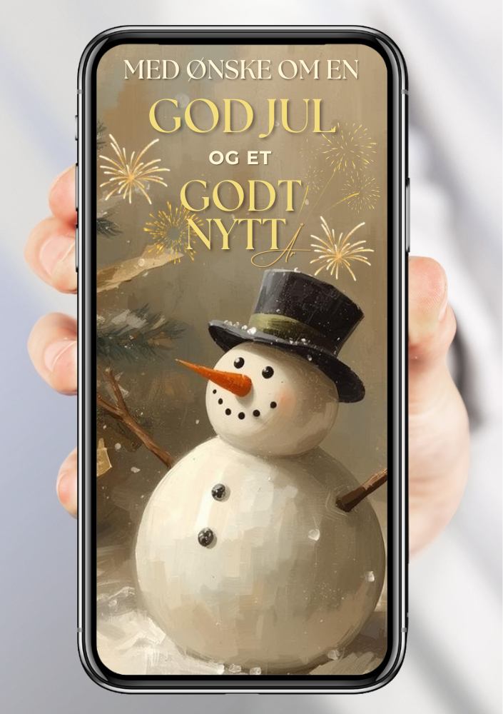 Julekort med God Jul-tekst i elegant beige og gull