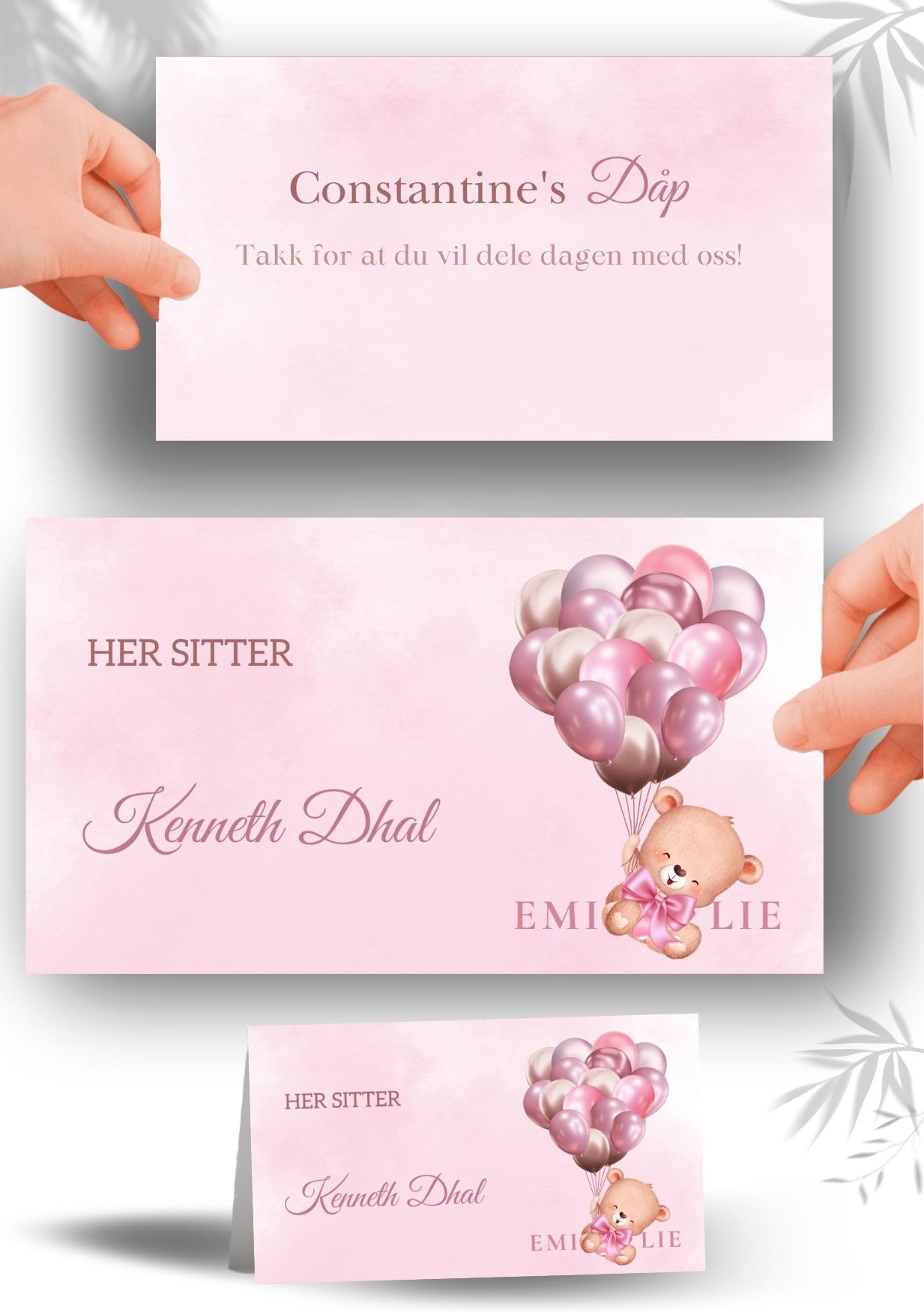 Bordkort til navnefest med vakker design – personlig og minneverdig