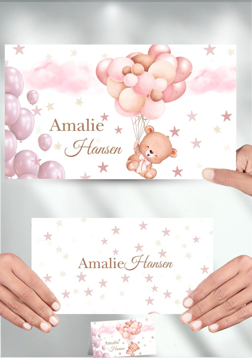 Moderne bordkort til dåp og navnefest – profesjonell design på én dag