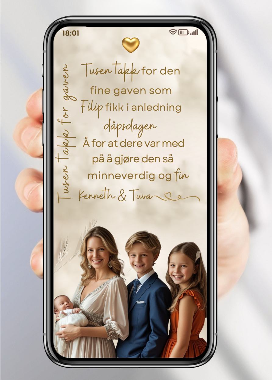 Takkekort til navnefest og dåp