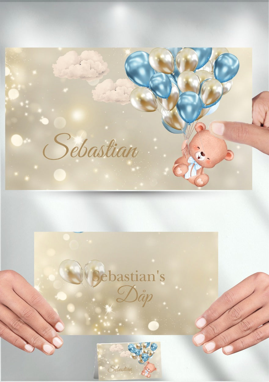 Elegant bordkort til dåp med personlig design – perfekt for dåpsfesten