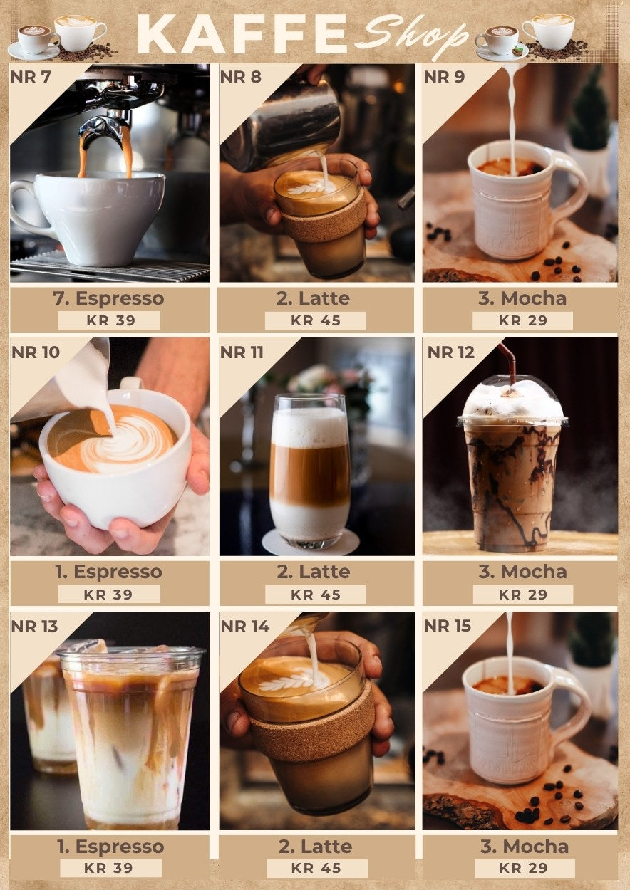 Prisliste 2 sider – elegant meny med collage design