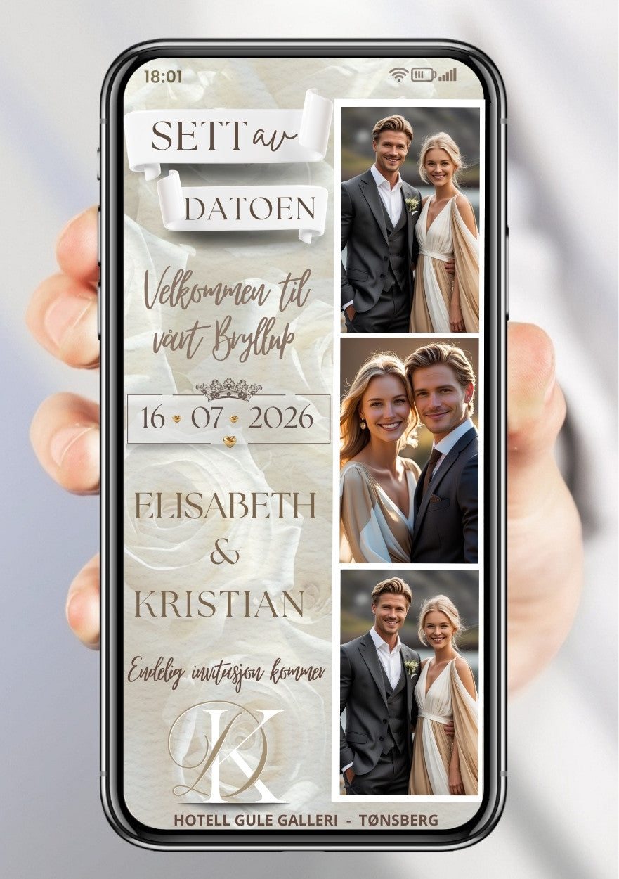 Sett av datoen collage - personlig og elegant. Ferdig tekstforslag - KISS DEKOR