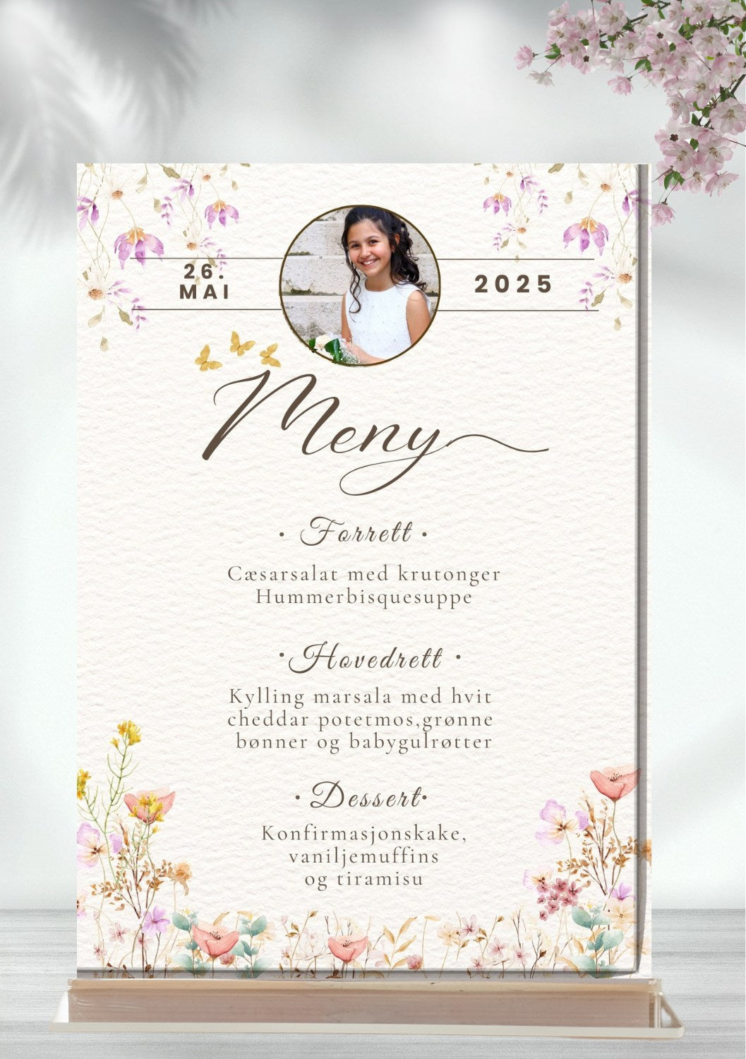 Meny til konfirmasjon - personlig og elegant design - KISS DEKOR