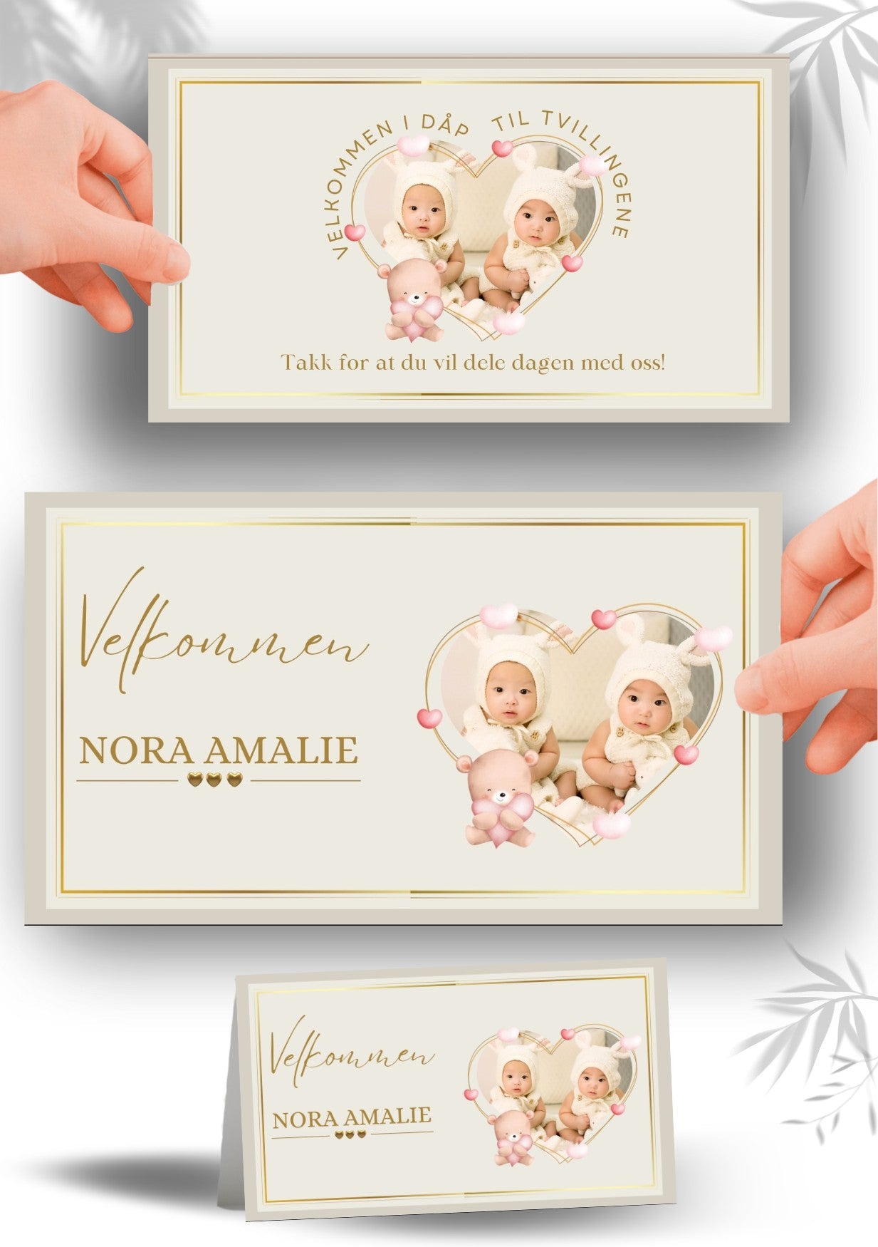 Bordkort til navnefest med vakker design – personlig og minneverdig