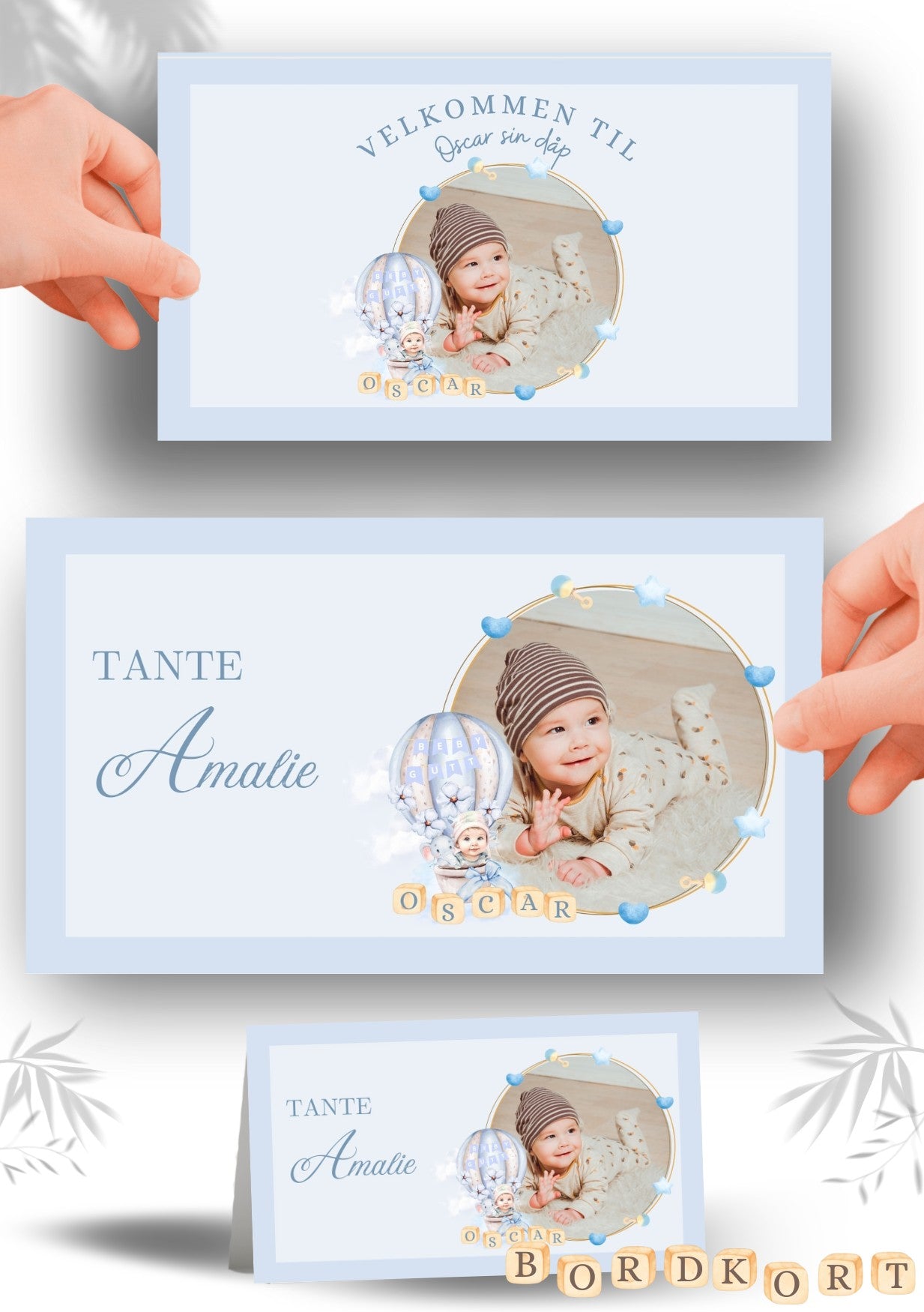 Bordkort til navnefest med vakker design – personlig og minneverdig