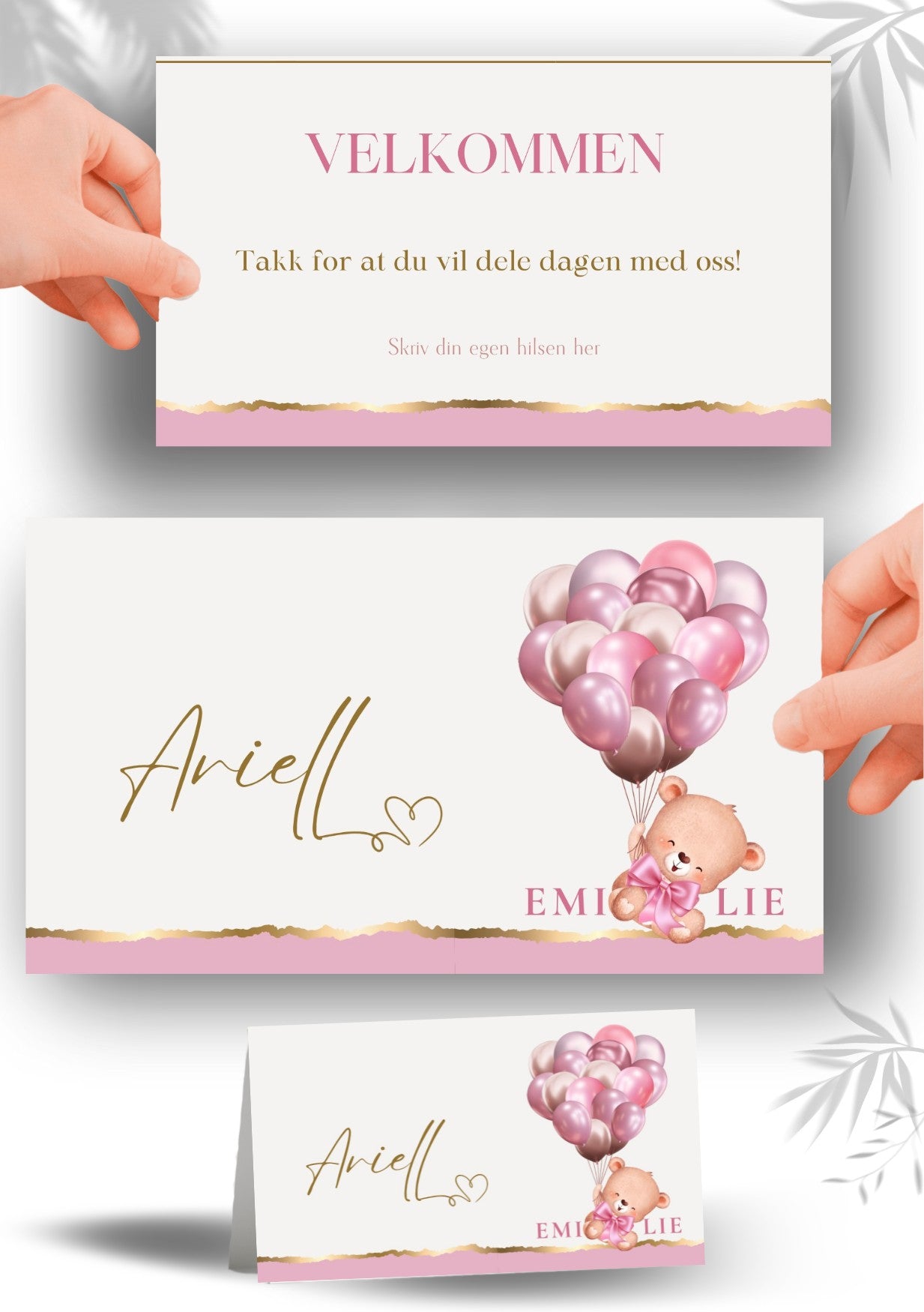 Bordkort til navnefest med vakker design – personlig og minneverdig