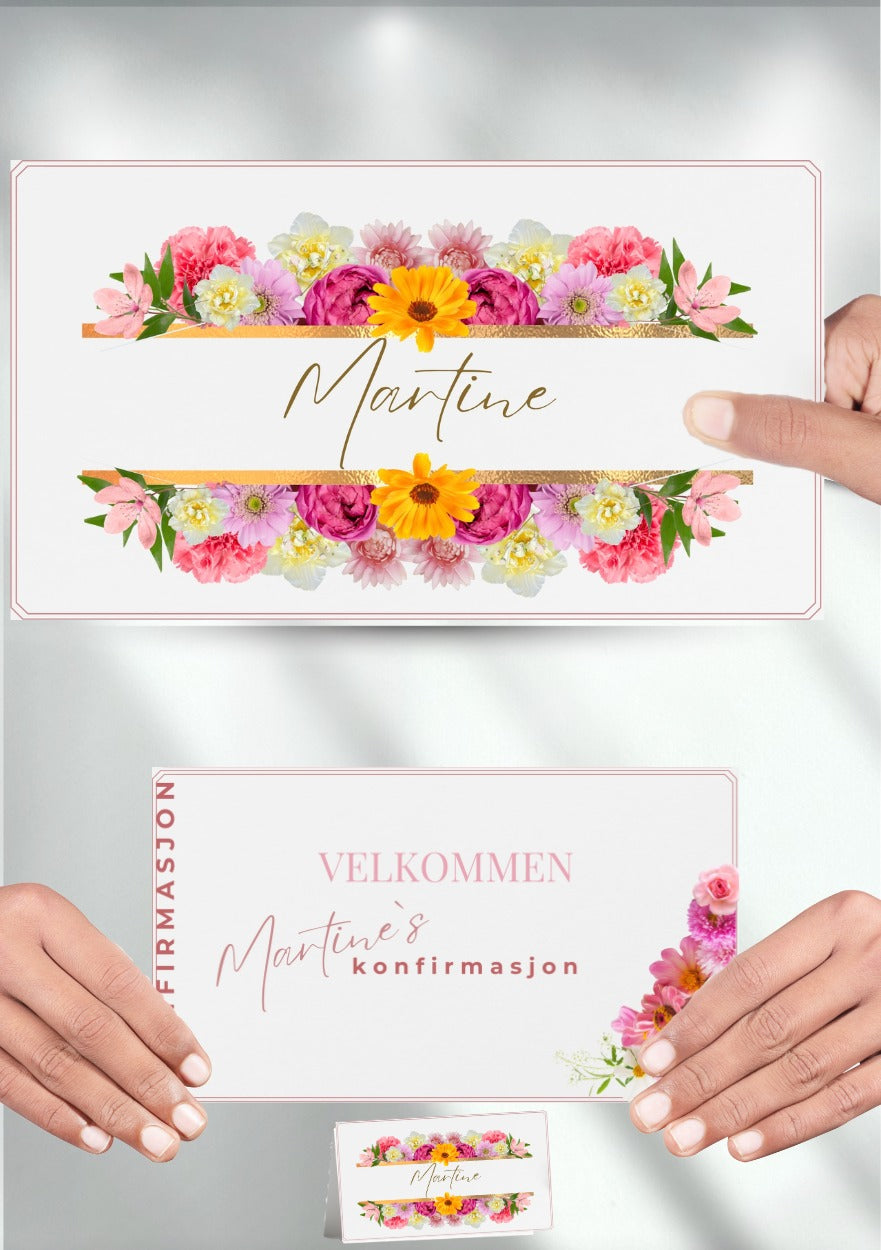 Bordkort til konfirmasjon - personlig og elegant design - KISS DEKOR