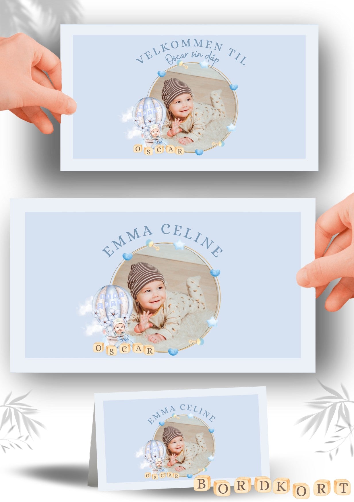 Bordkort til navnefest med vakker design – personlig og minneverdig