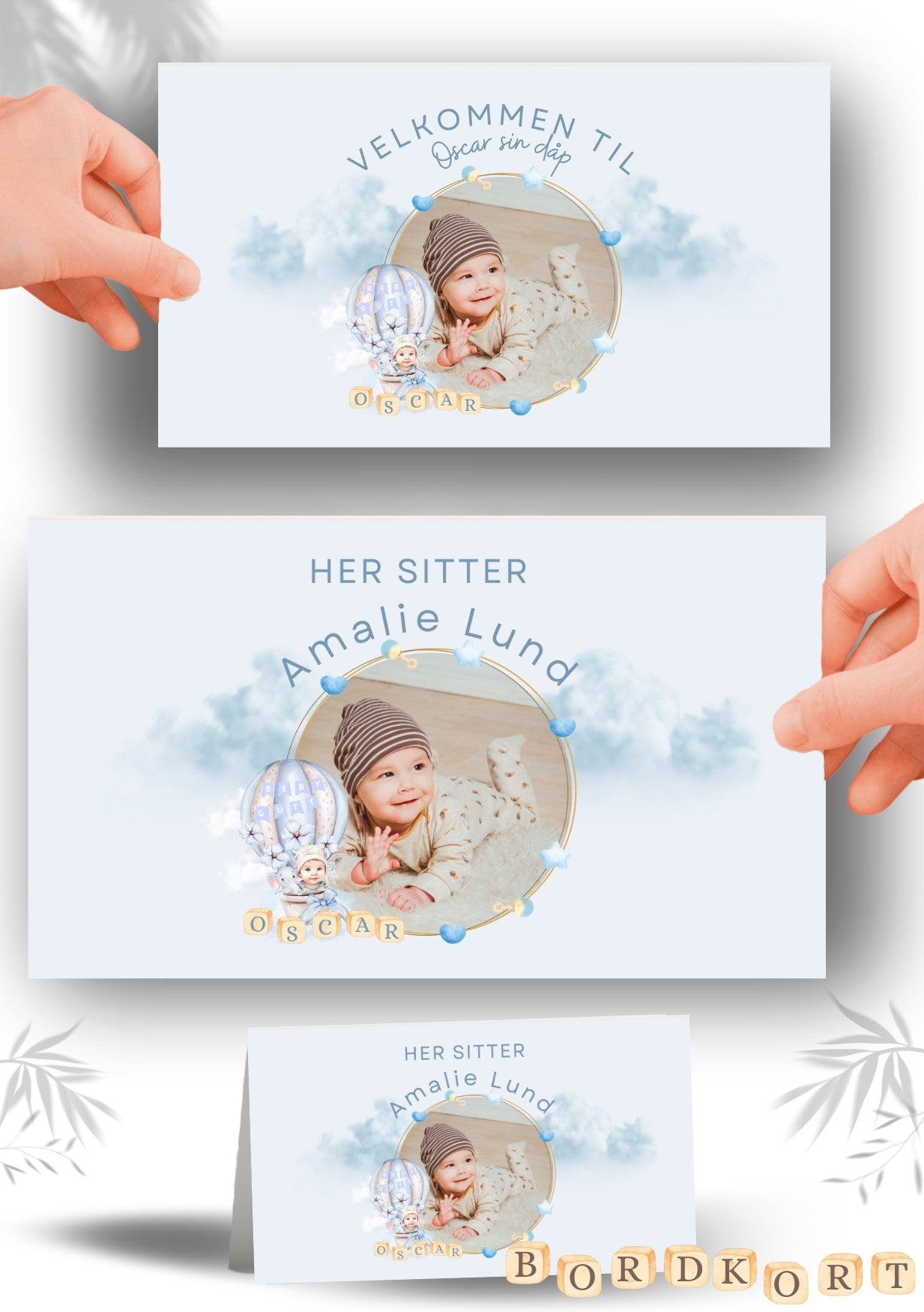 Bordkort til navnefest med vakker design – personlig og minneverdig