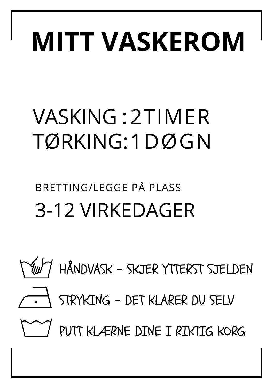 Vaskeromsskilt med personlig tekst close-up hvit - Mitt vaskerom med vasketips fra KISS DEKOR