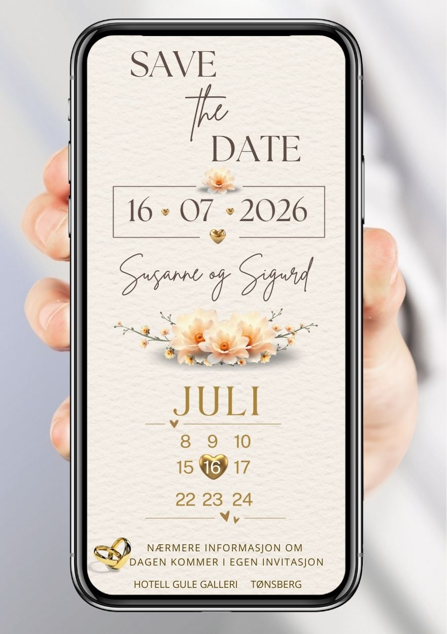 Hold av datoen gold date - personlig og elegant. Ferdig tekstforslag - KISS DEKOR