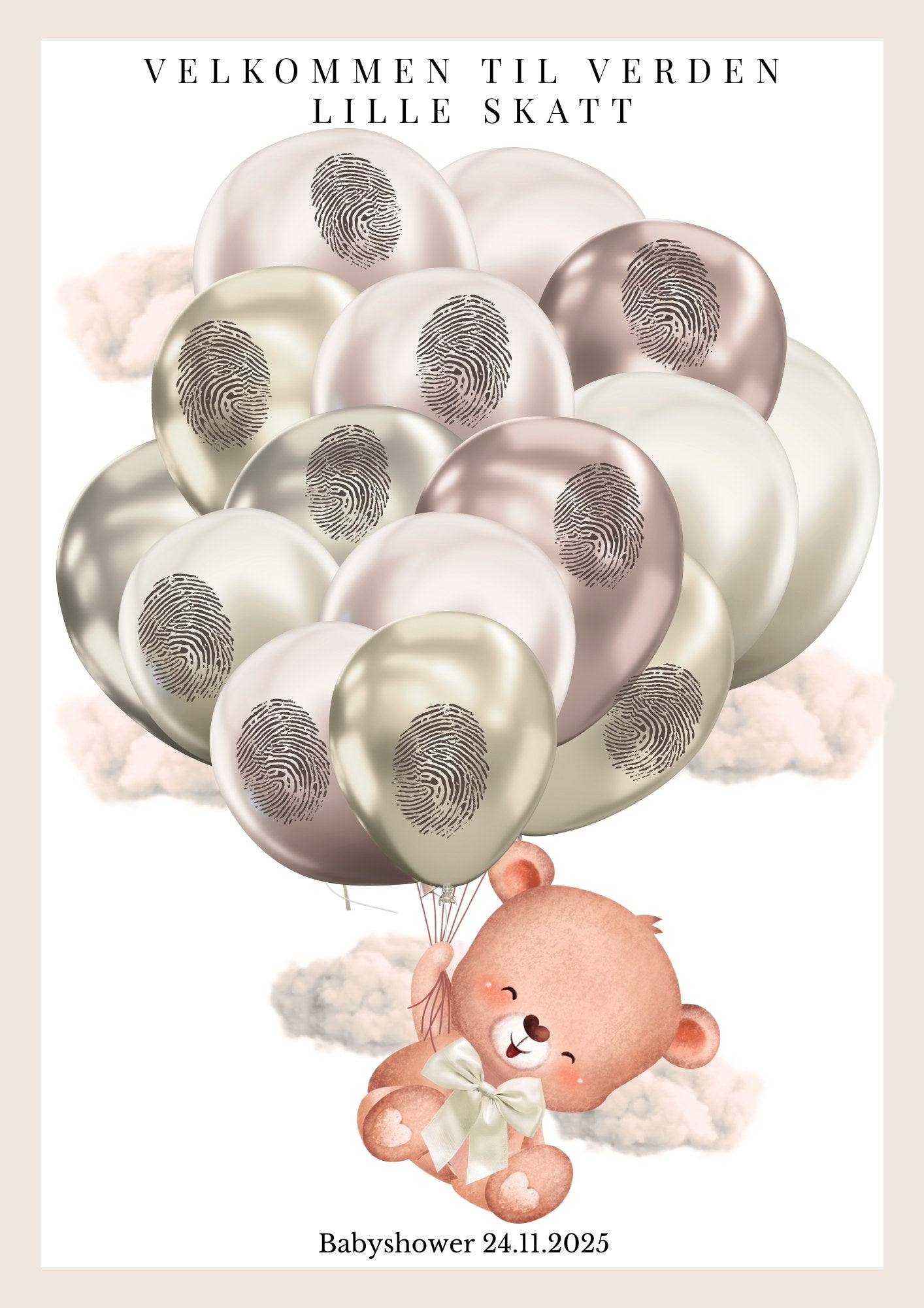 Digitale babyshower leker og dekorative minneplakater med tilpasset design