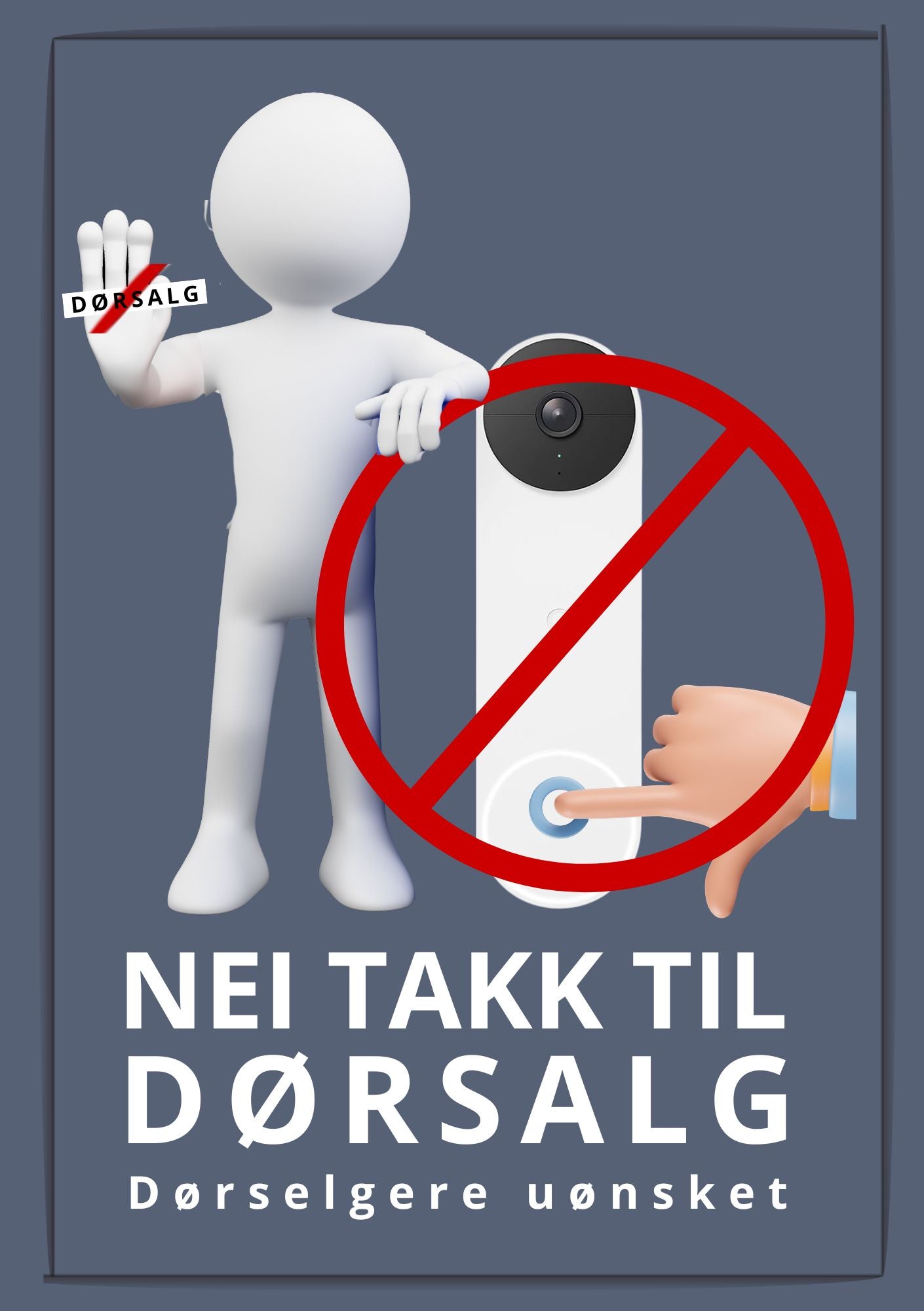 Nei takk til dørsalg skilt design 2 - dørselgere uønsket fra KISS DEKOR