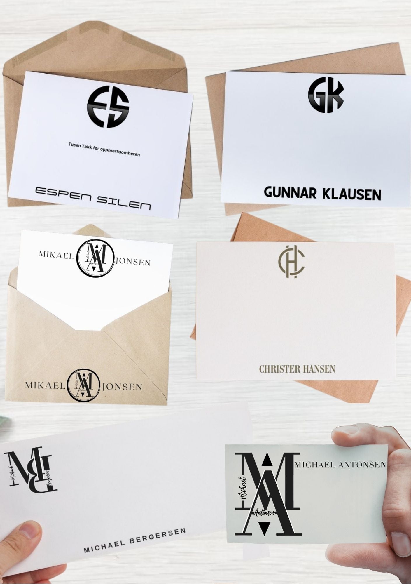Minimalistisk monogram logo med bokstaver for bedrift