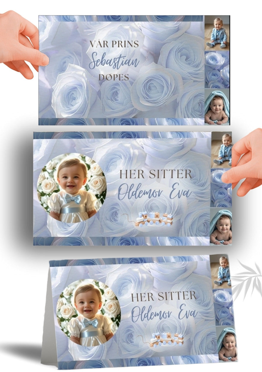 Bordkort til navnefest med vakker design – personlig og minneverdig