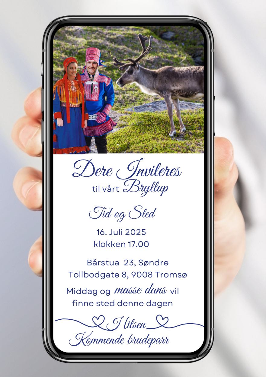 Bryllupsinvitasjon samisk bryllup - personlig design med ferdig tekstforslag - KISS DEKOR