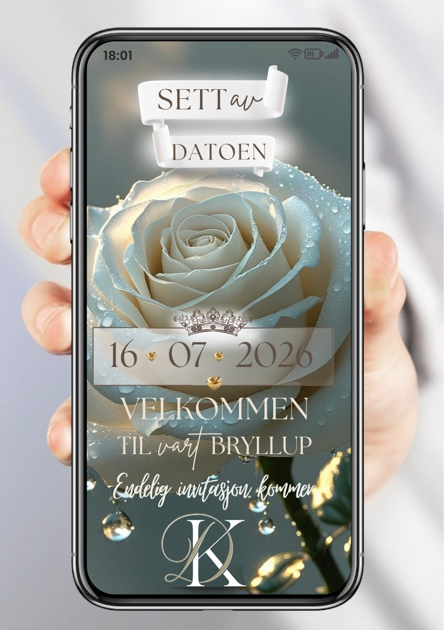 Save the Date grå marmor moderne - personlig og elegant. Ferdig tekstforslag - KISS DEKOR
