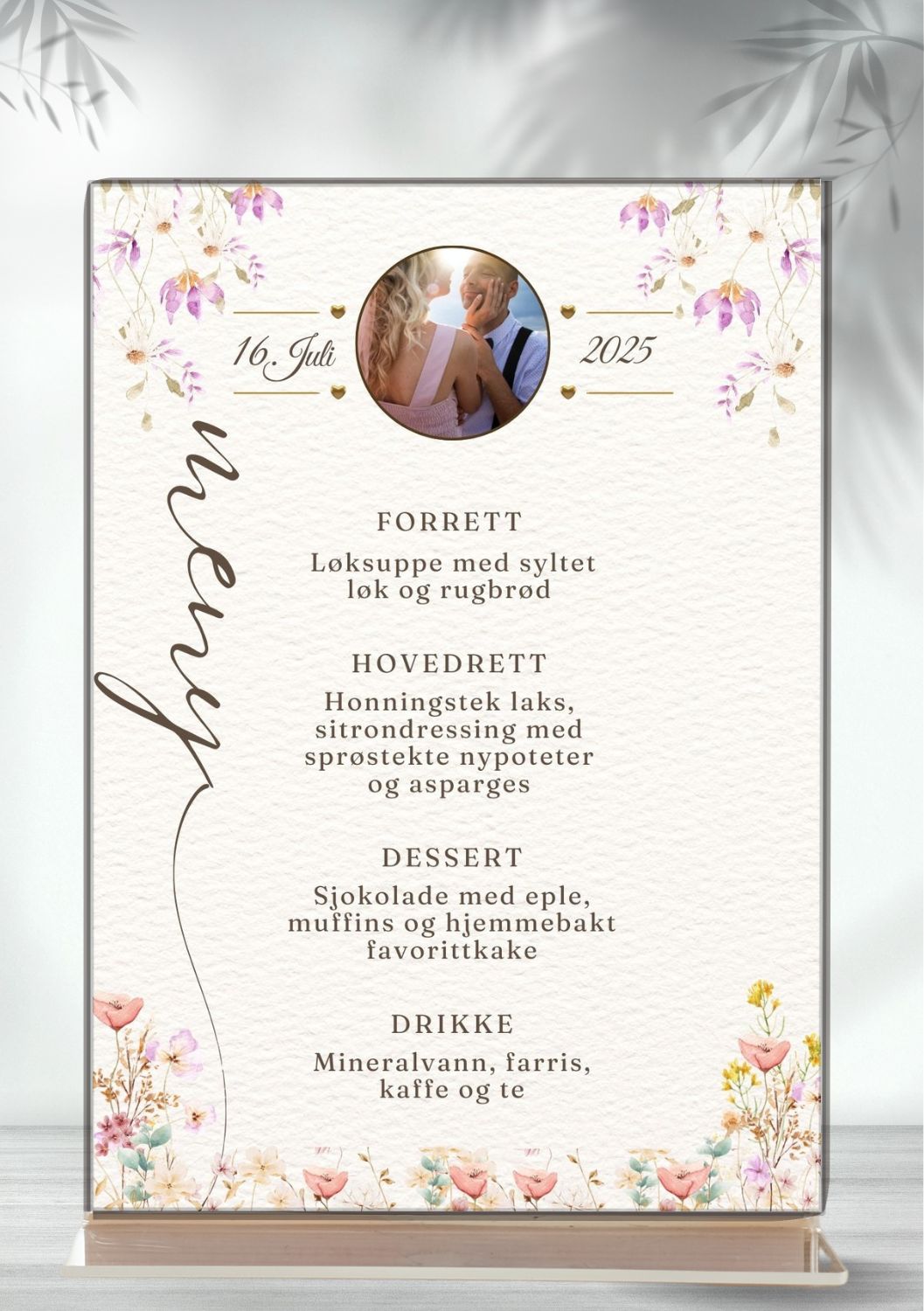 Meny til bryllup - personlig og elegant design - KISS DEKOR