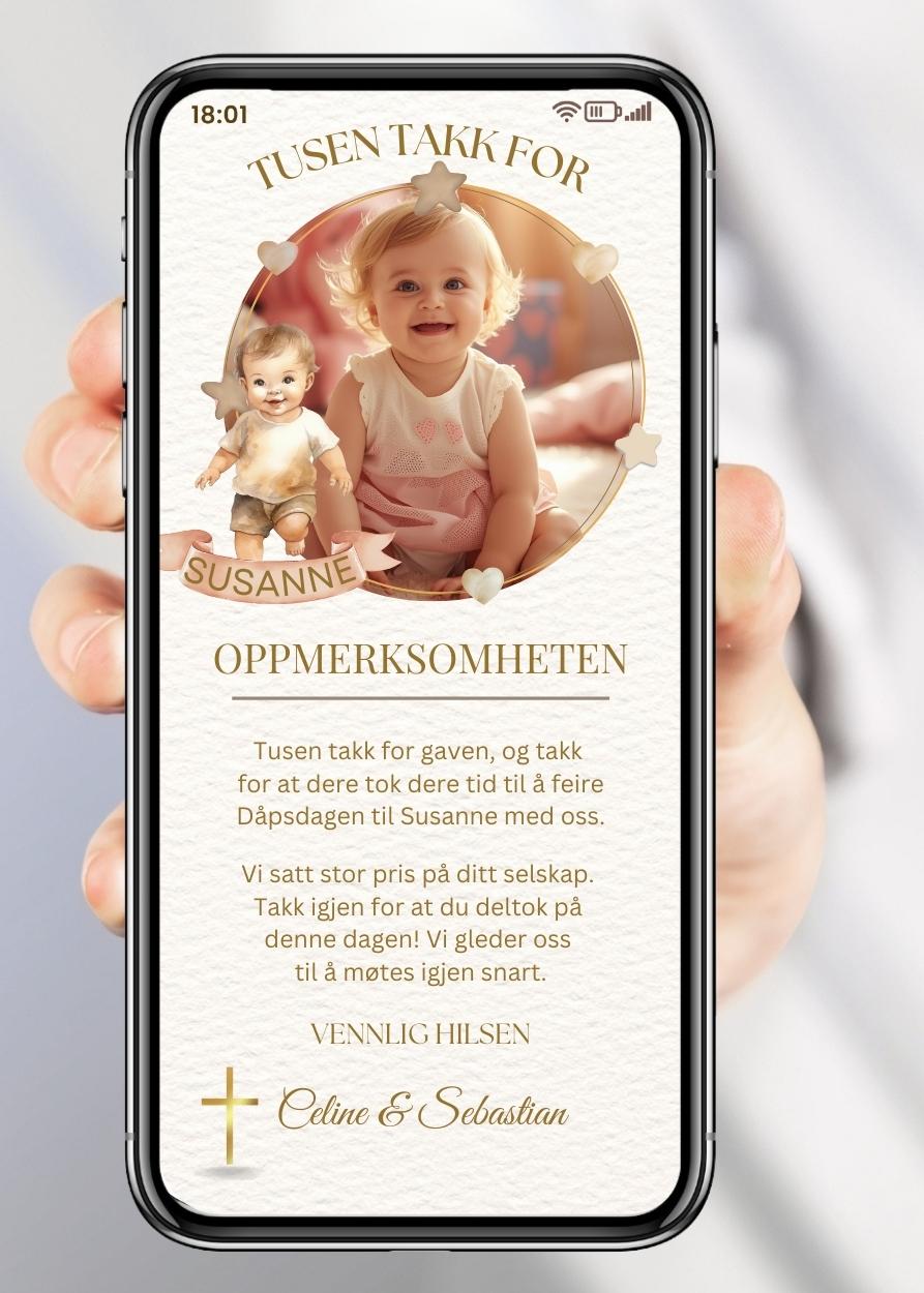 SMS takkekort dåp med eget bilde