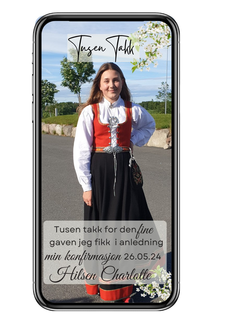 Takkekort konfirmasjon fargerik med bilde - personlig design med ferdig tekstforslag - KISS DEKOR