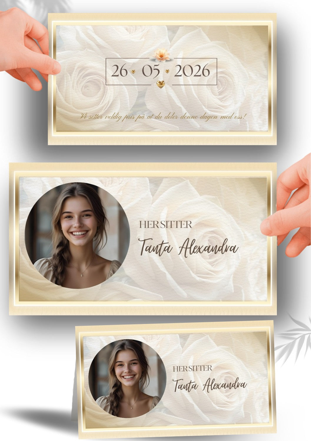 Bordkort til konfirmasjon - personlig og elegant design - KISS DEKOR