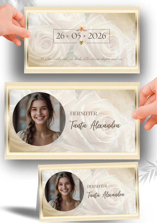 Bordkort til konfirmasjon - personlig og elegant design - KISS DEKOR