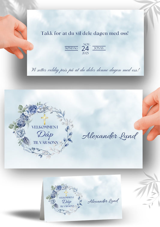 Bordkort til navnefest med vakker design – personlig og minneverdig