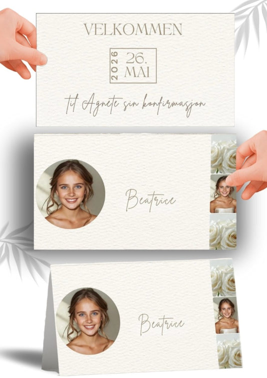 Bordkort til konfirmasjon - personlig og elegant design - KISS DEKOR