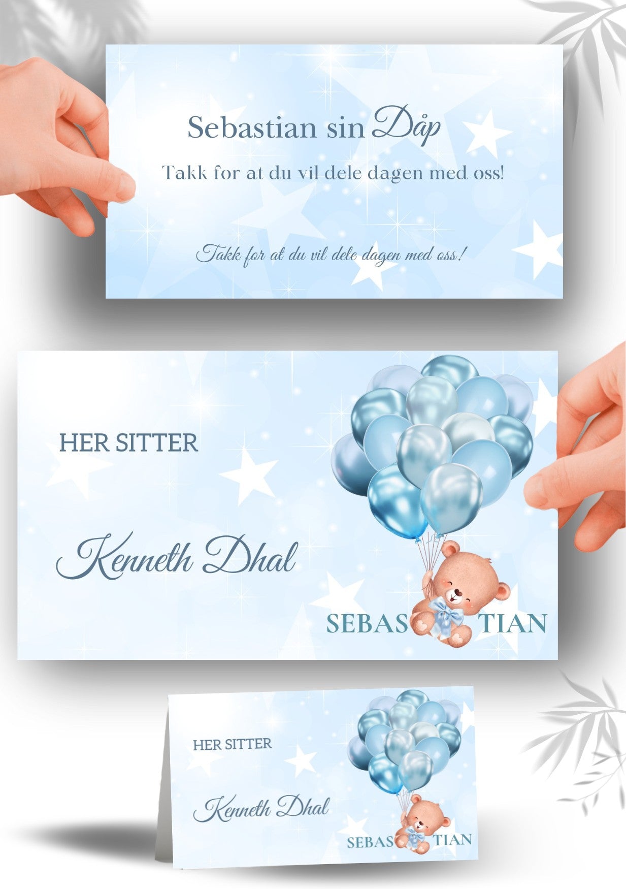 Bordkort til navnefest med vakker design – personlig og minneverdig