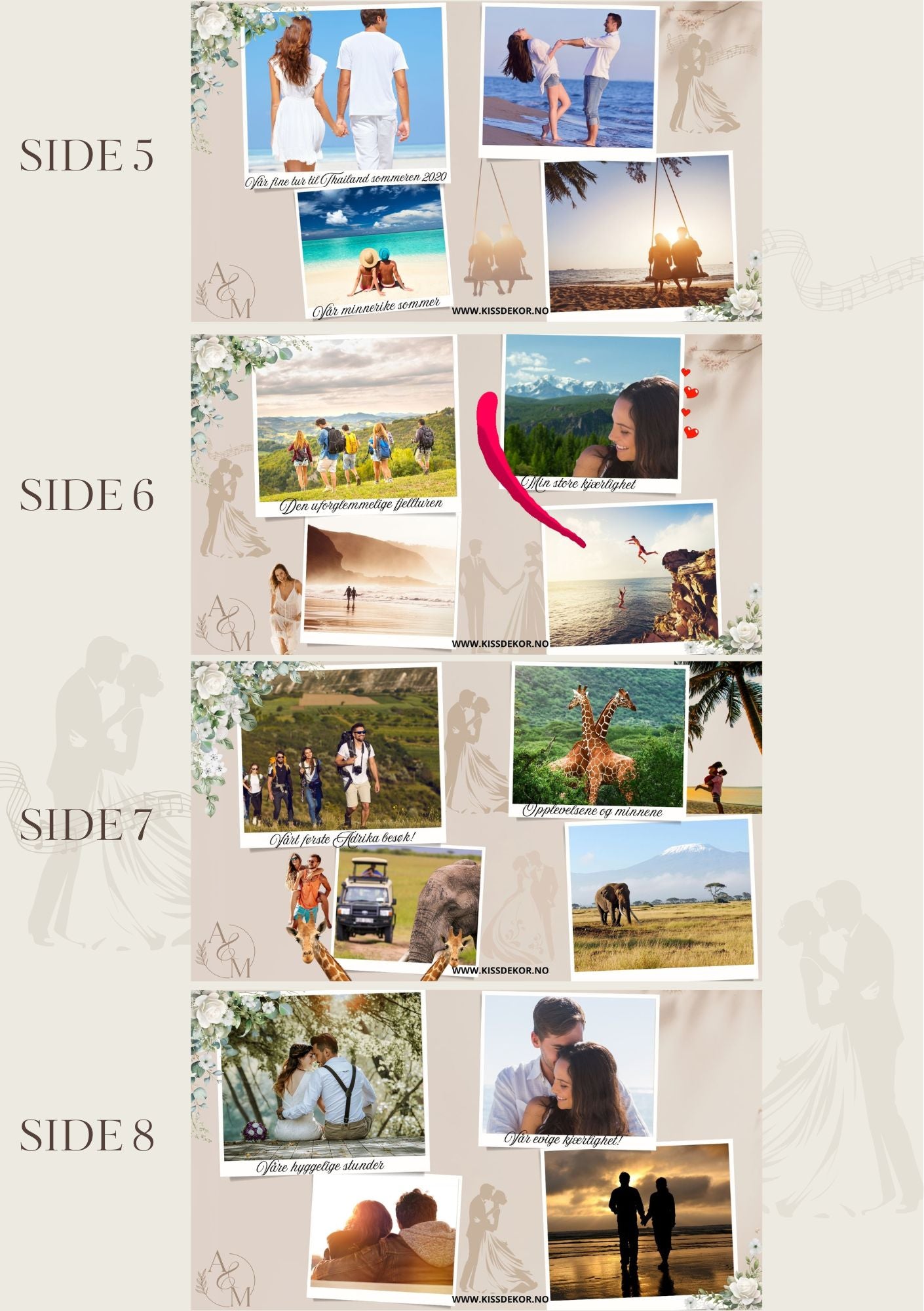 Video-presentasjon bryllupsjubileum romantisk med musikk - personlig design med ferdig tekstforslag - KISS DEKOR