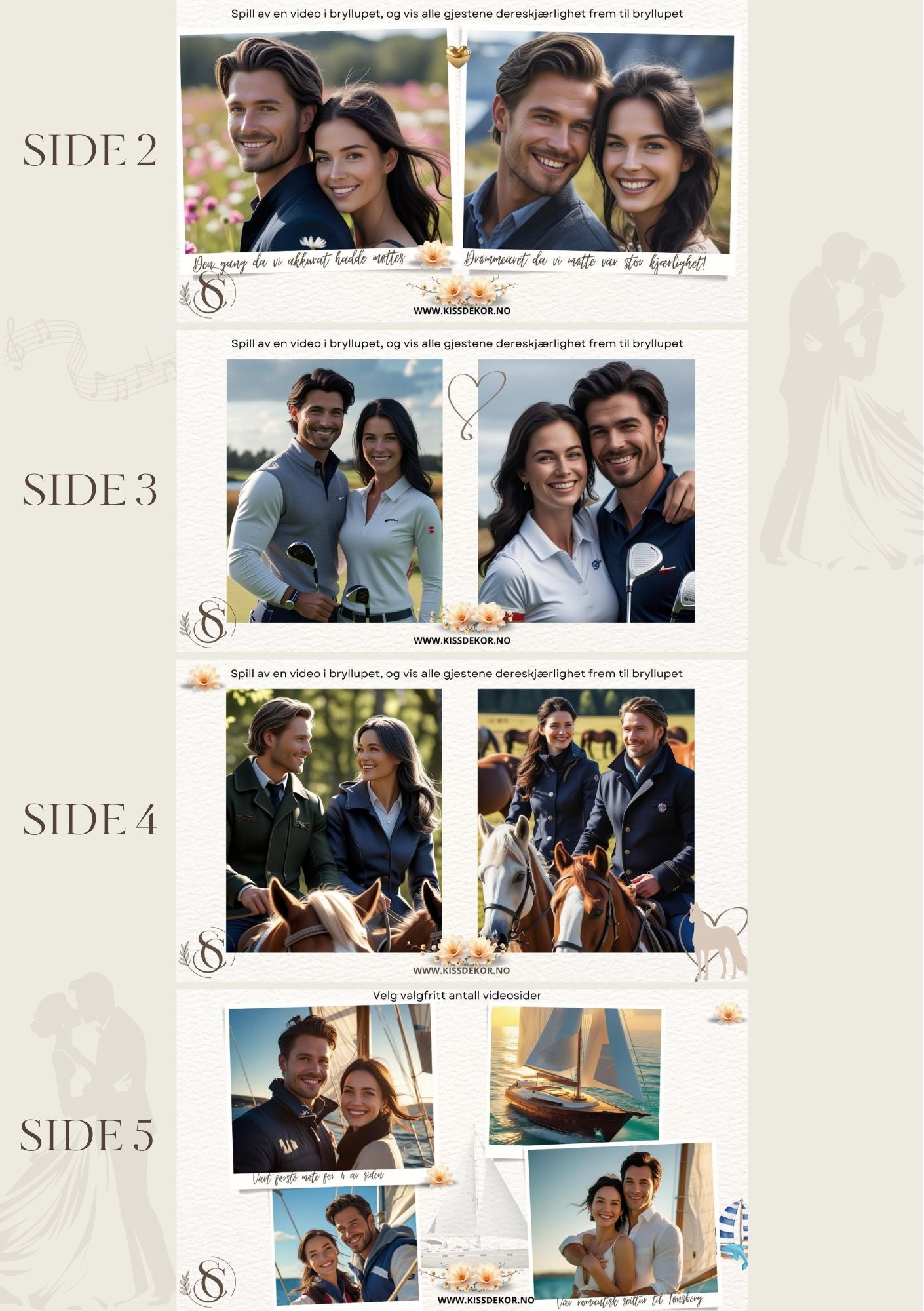 Video-presentasjon bryllupsjubileum romantisk med musikk - personlig design med ferdig tekstforslag - KISS DEKOR