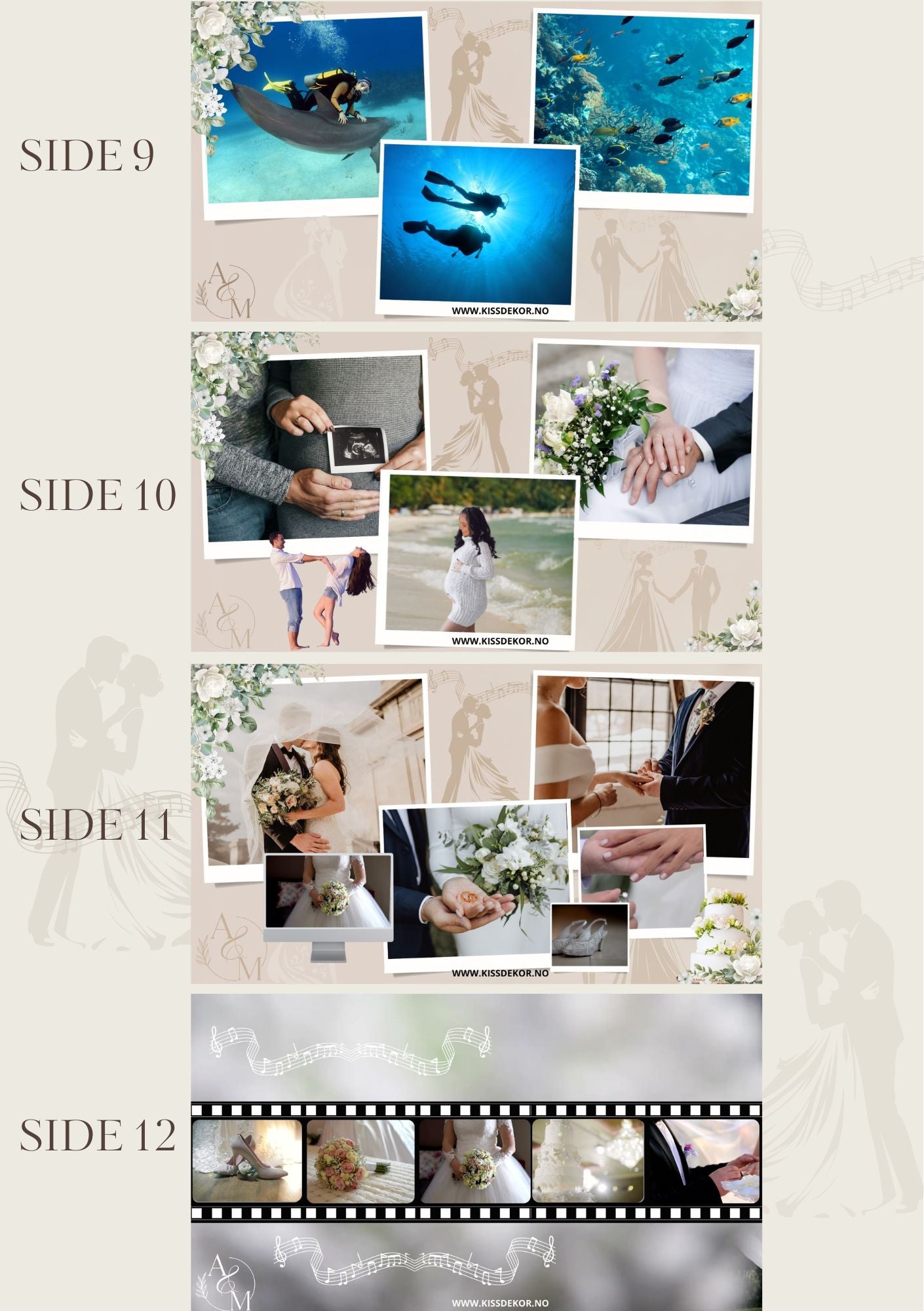 Video-presentasjon bryllupsjubileum romantisk med musikk - personlig design med ferdig tekstforslag - KISS DEKOR