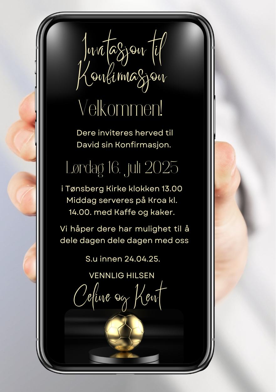 Konfirmasjonsinvitasjon moderne - personlig design med ferdig tekstforslag - KISS DEKOR