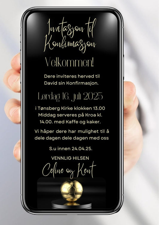 Konfirmasjonsinvitasjon moderne - personlig design med ferdig tekstforslag - KISS DEKOR