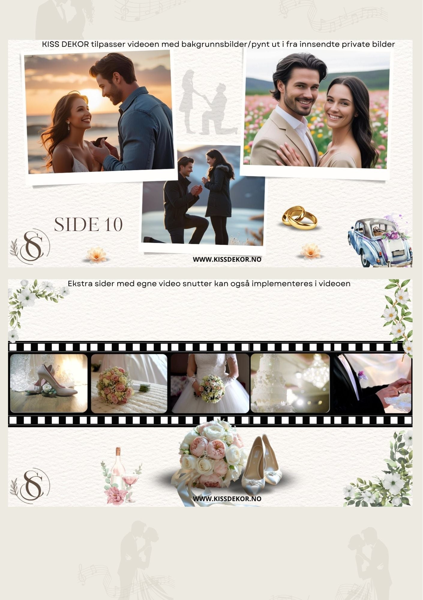 Video-presentasjon bryllupsjubileum romantisk med musikk - personlig design med ferdig tekstforslag - KISS DEKOR