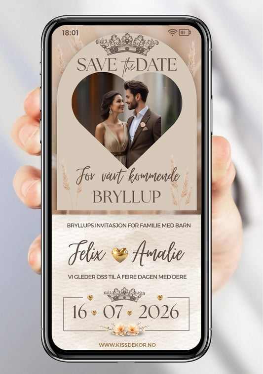 Save the Date klassisk - personlig og elegant. Ferdig tekstforslag - KISS DEKOR