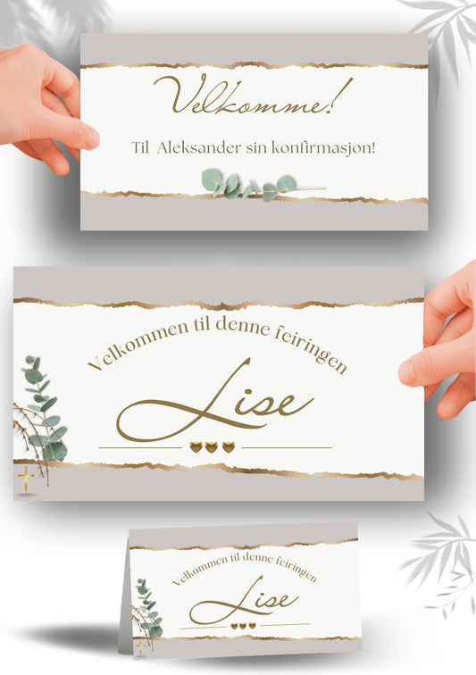 Bordkort til konfirmasjon - personlig og elegant design - KISS DEKOR