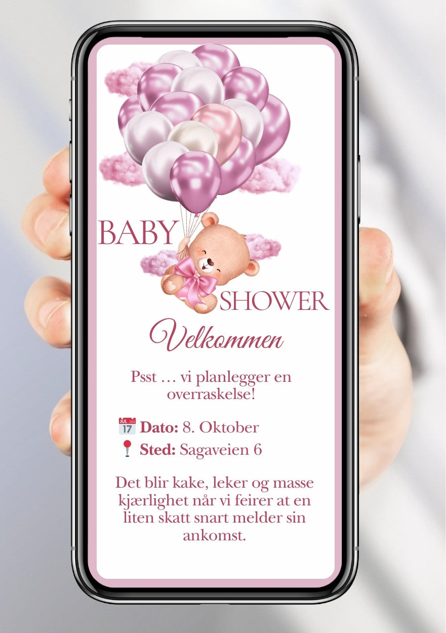 Babyshower invitasjon mobil med personlig design fra KISS DEKOR
