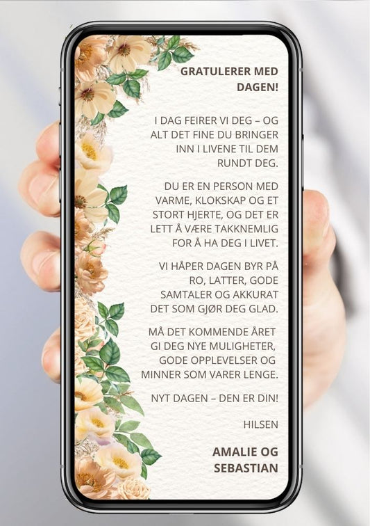 Gratulasjonskort på SMS – minimalistisk design