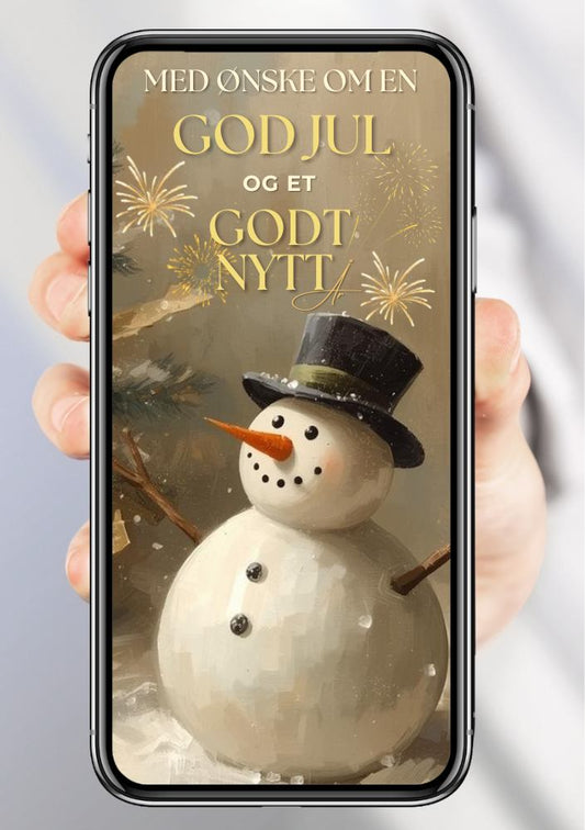 Julekort med God Jul-tekst i elegant beige og gull