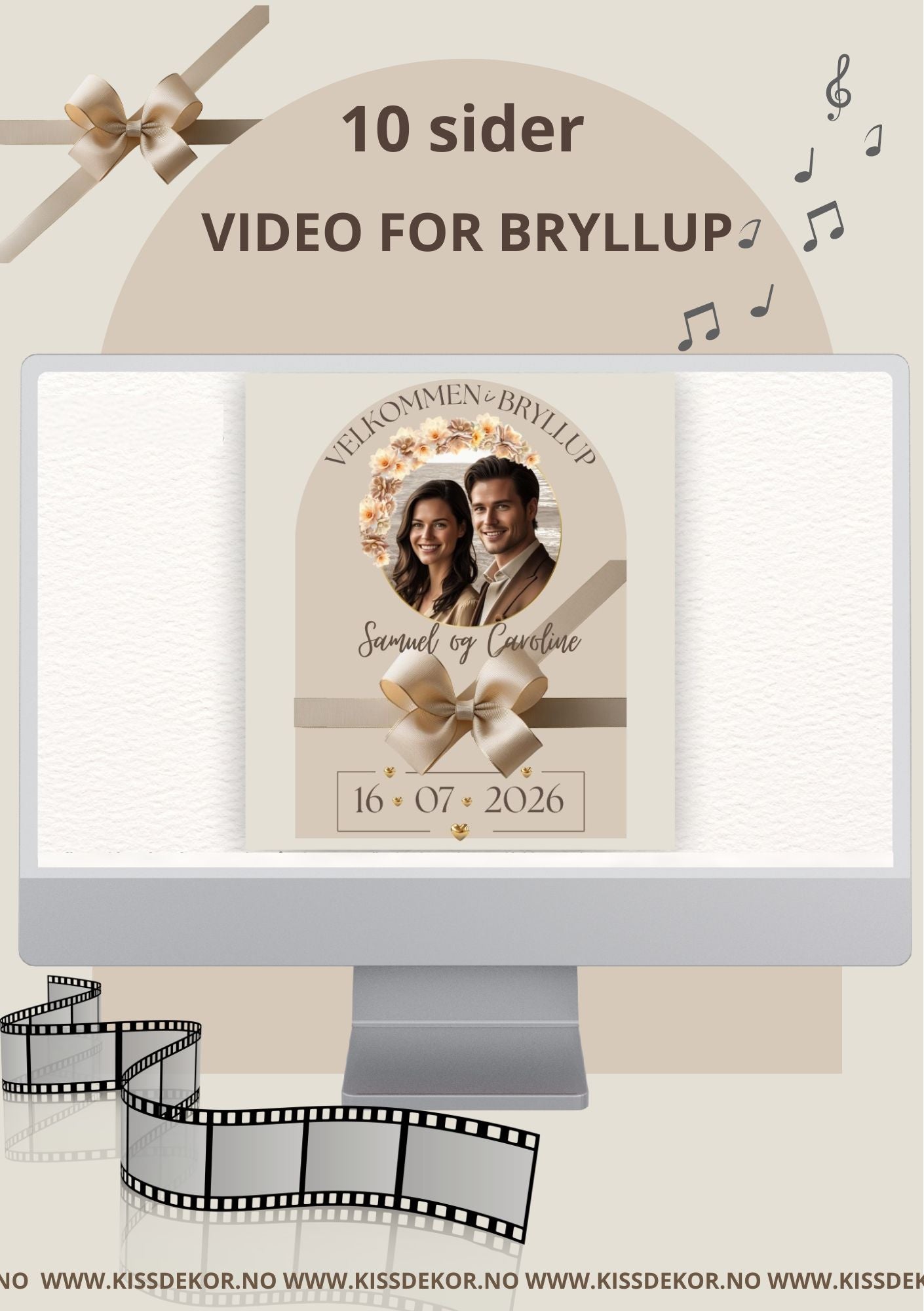 Video-presentasjon bryllupsjubileum romantisk med musikk - personlig design med ferdig tekstforslag - KISS DEKOR