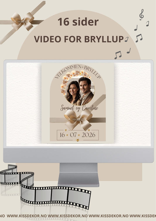 Video-presentasjon bryllupsjubileum romantisk med musikk - personlig design med ferdig tekstforslag - KISS DEKOR