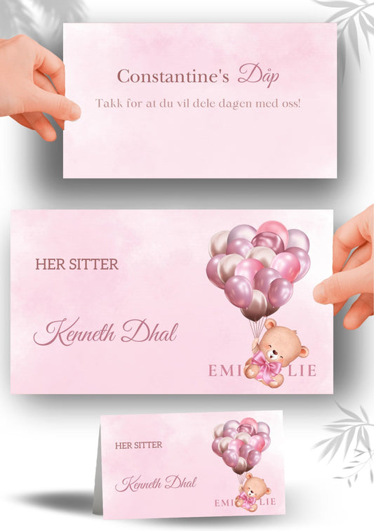 Bordkort til navnefest med vakker design – personlig og minneverdig