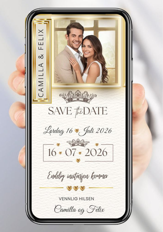 Mobil Save the Date - personlig og elegant. Ferdig tekstforslag - KISS DEKOR