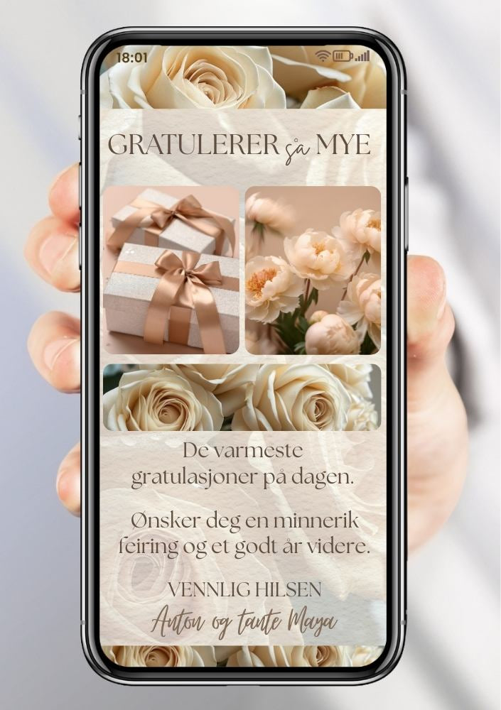 Gratulasjonskort til bursdag – moderne design