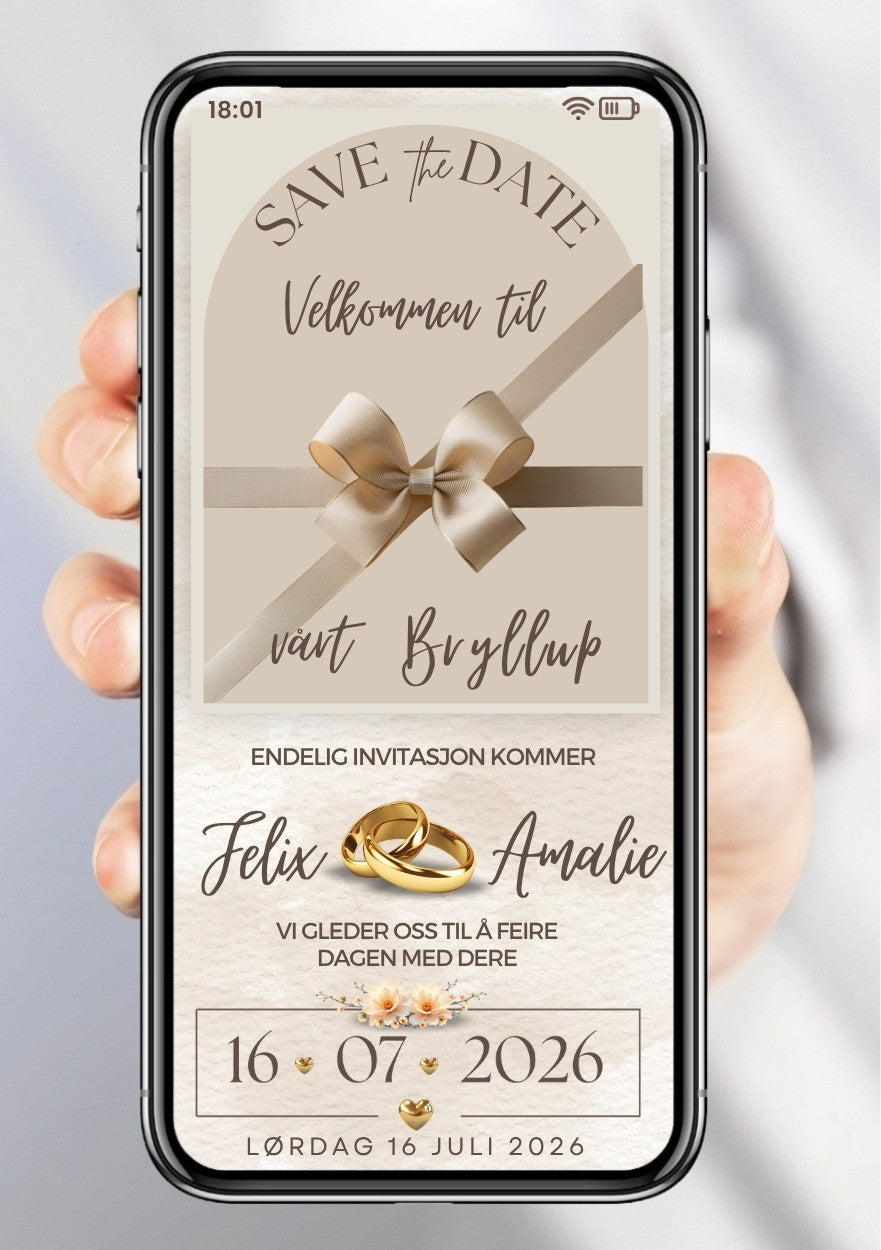 Save the Date minimalistisk - personlig og elegant. Ferdig tekstforslag - KISS DEKOR