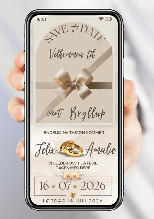 Save the Date minimalistisk - personlig og elegant. Ferdig tekstforslag - KISS DEKOR