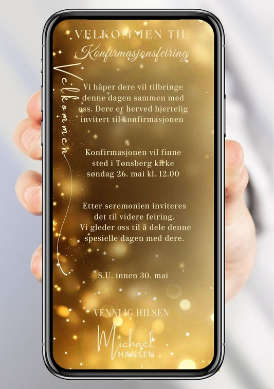 Konfirmasjonsinvitasjon klassisk - personlig design med ferdig tekstforslag - KISS DEKOR